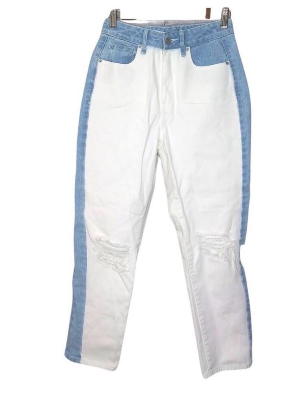 PacSun Two-Tone White and Light Blue Slim Straight Jeans
